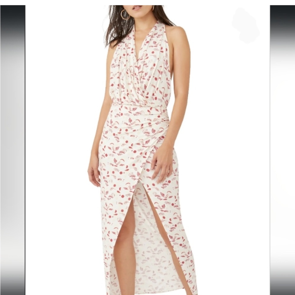 FREE PEOPLE Ivory & Red Combo Daria Graphic Print
Halter Maxi Dress. Siz…